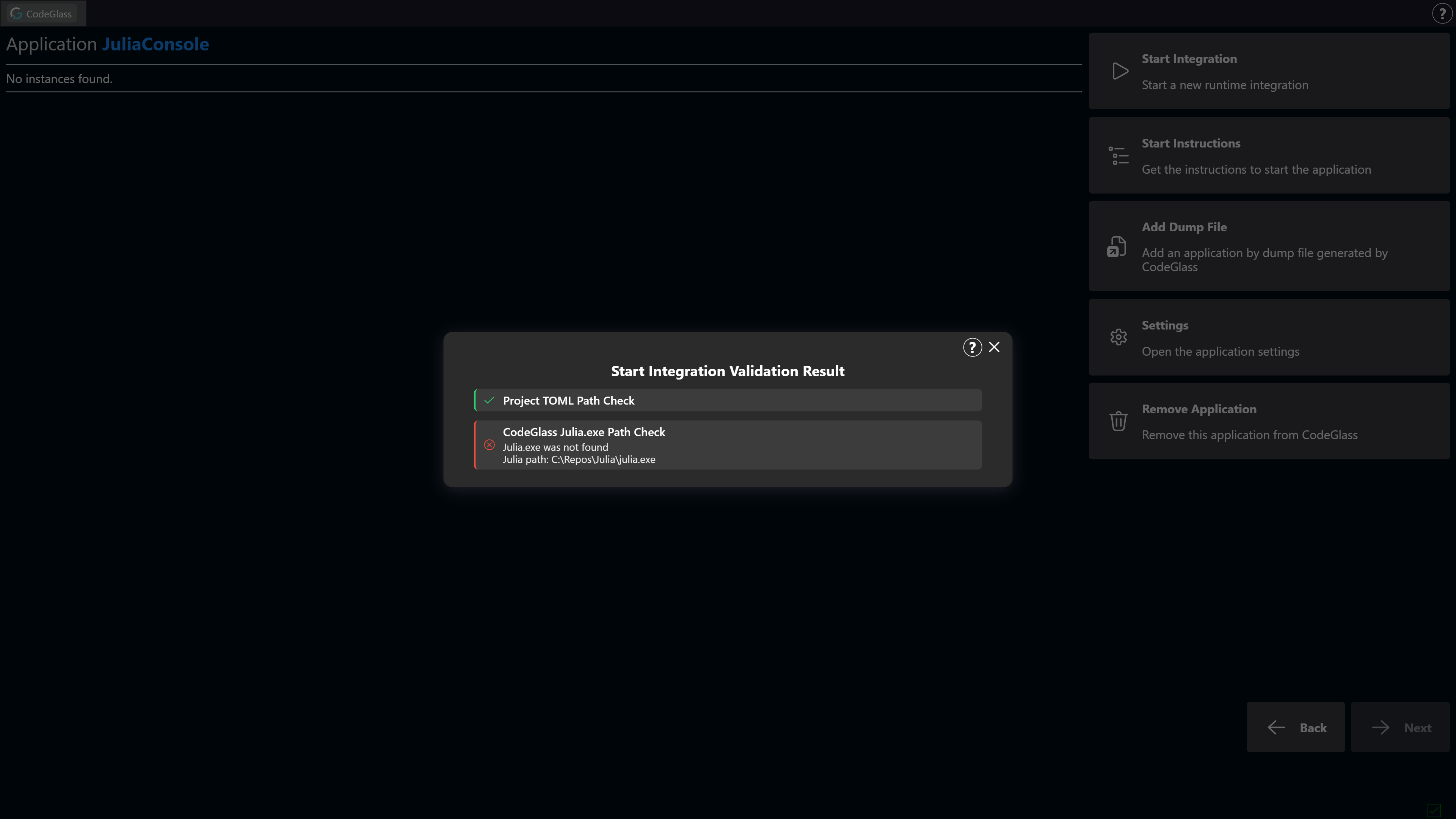 Start Integration Validation Result